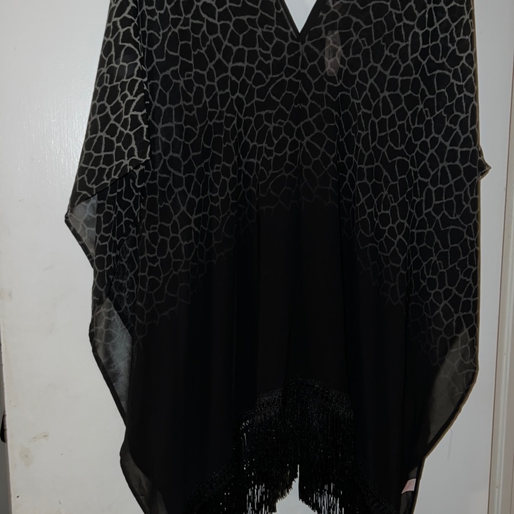 Victorias Secret gorgeous black fringe beach swim cover up New size small
